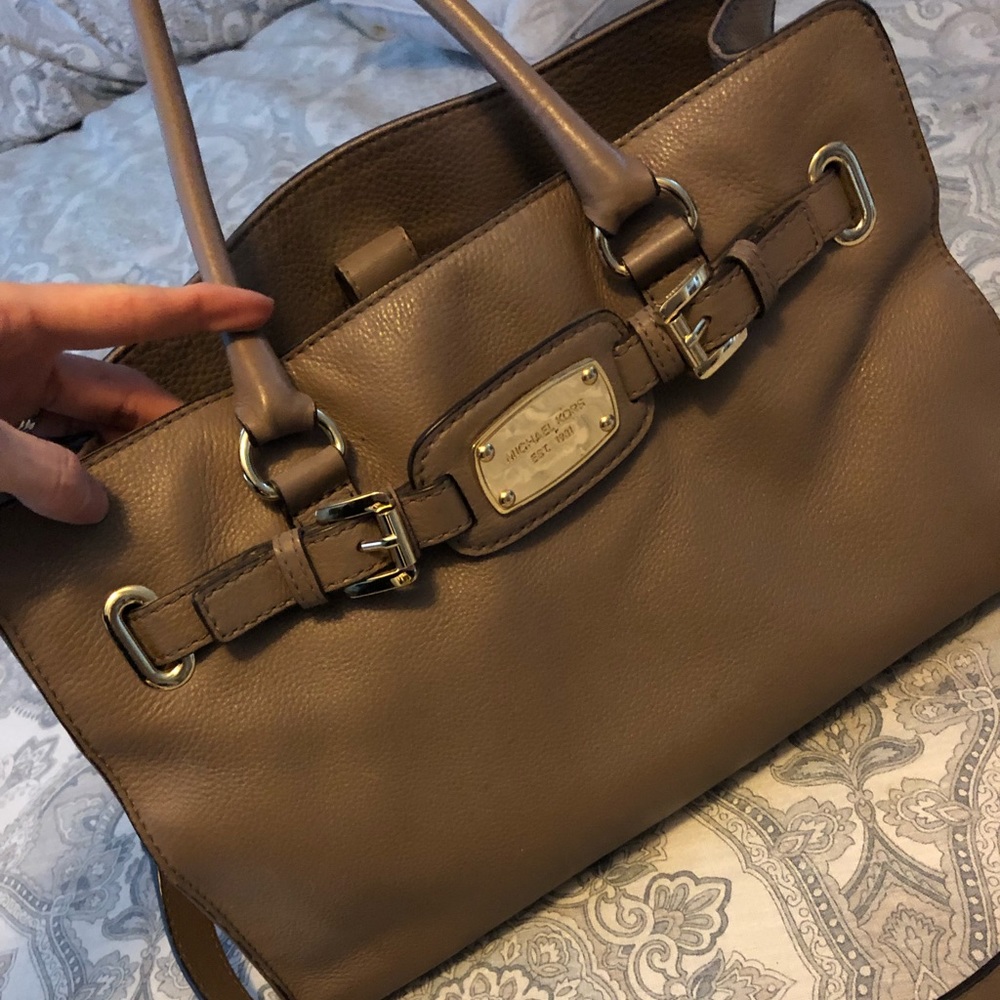 Michael Kors satchel style purse, taupe